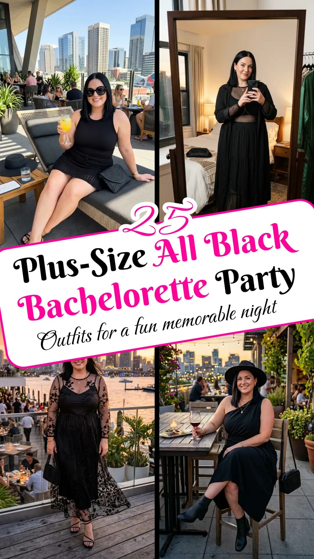 25 Chic All-Black Bachelorette Party Outfits for Plus Size Women (2026) | Trendy & Glamorous Curvy Looks