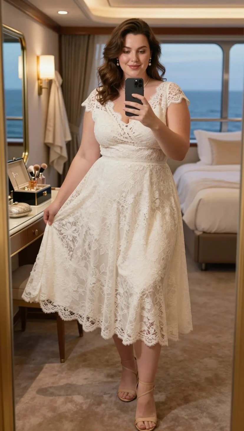 Ivory Lace Midi Dress