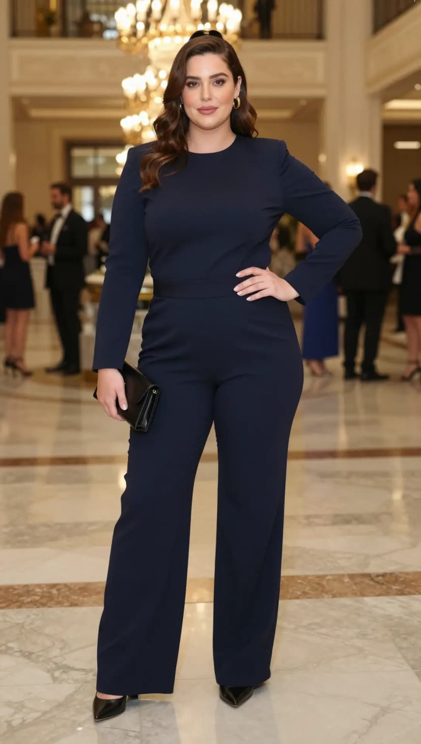 Navy Crepe Jumpsuit + Black Patent Pumps