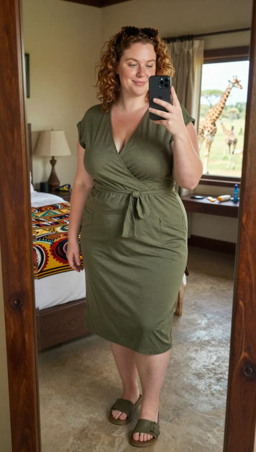 Olive Jersey Wrap Dress