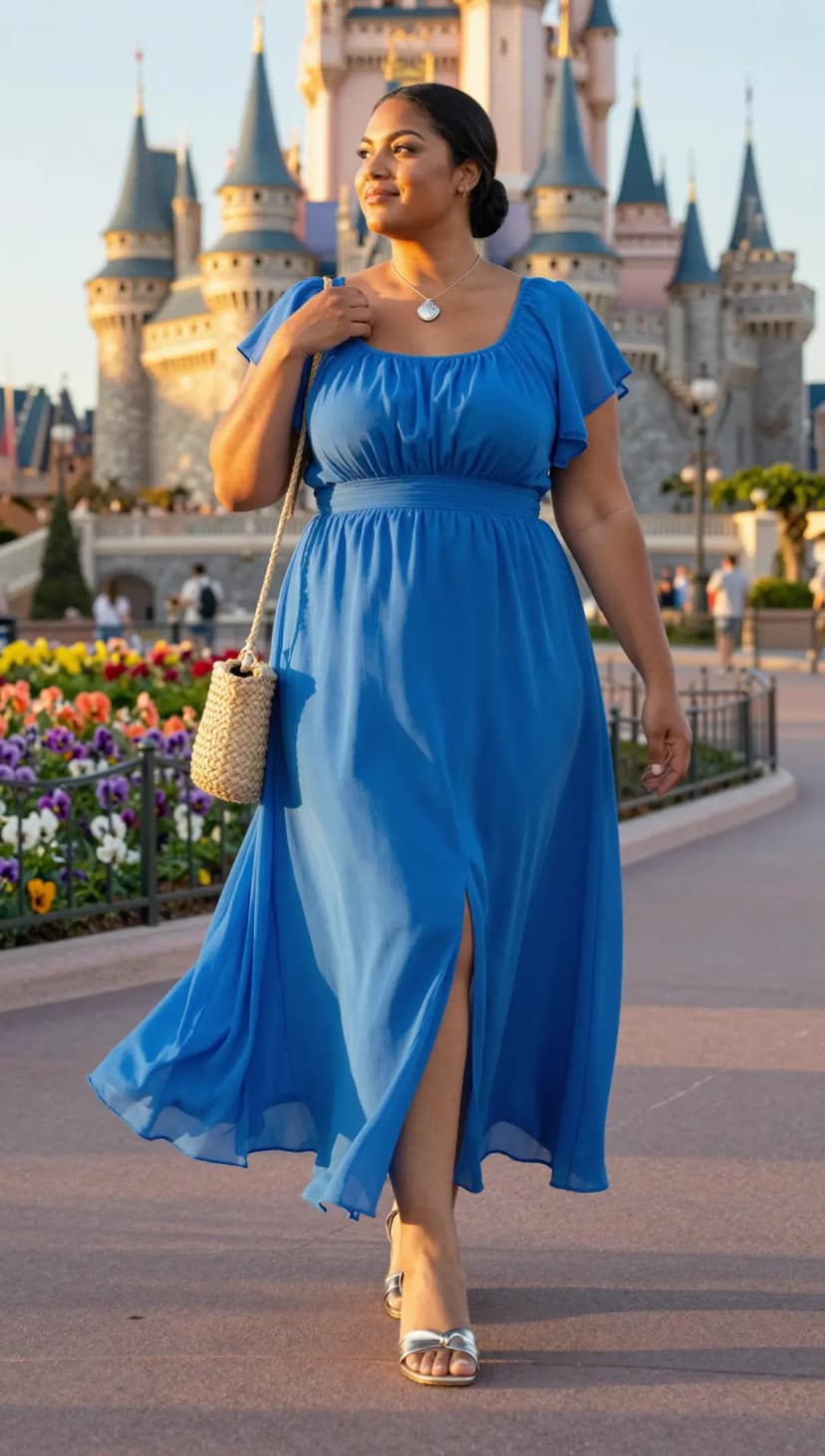 Royal Blue Chiffon Maxi Dress