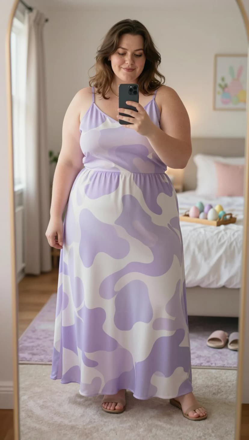 Lavender Camo Print Maxi Dress