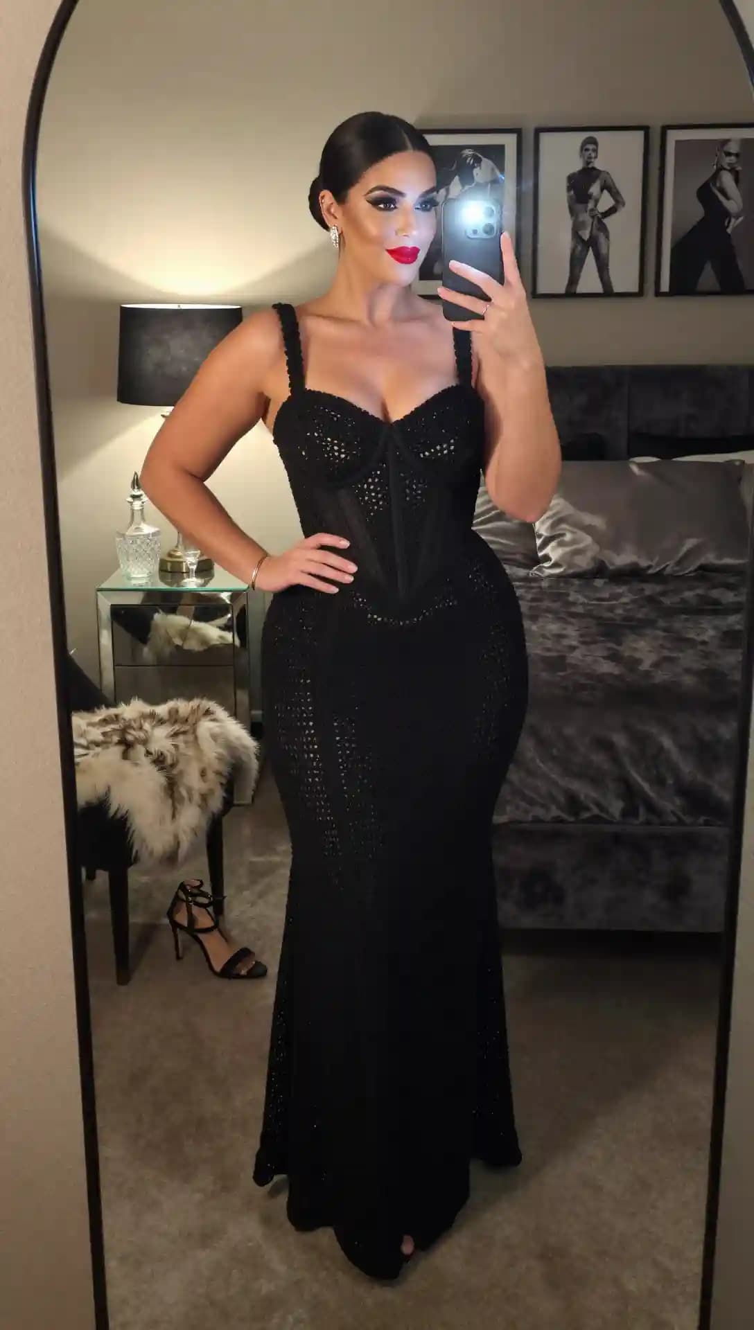 Black Crochet Gown