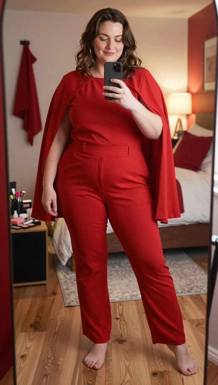 Red cape jumpsuit