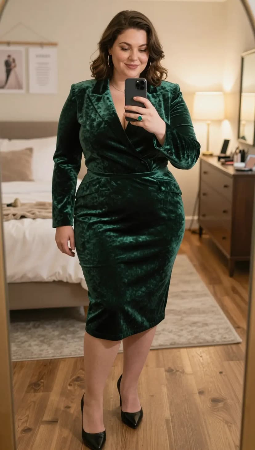 Green Velvet Blazer Dress