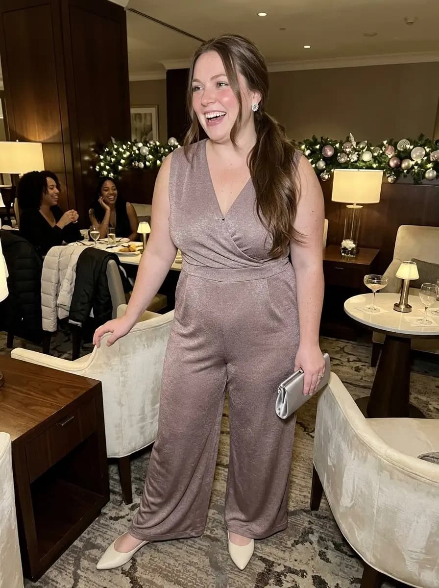 Soft Mauve Shimmer Jumpsuit