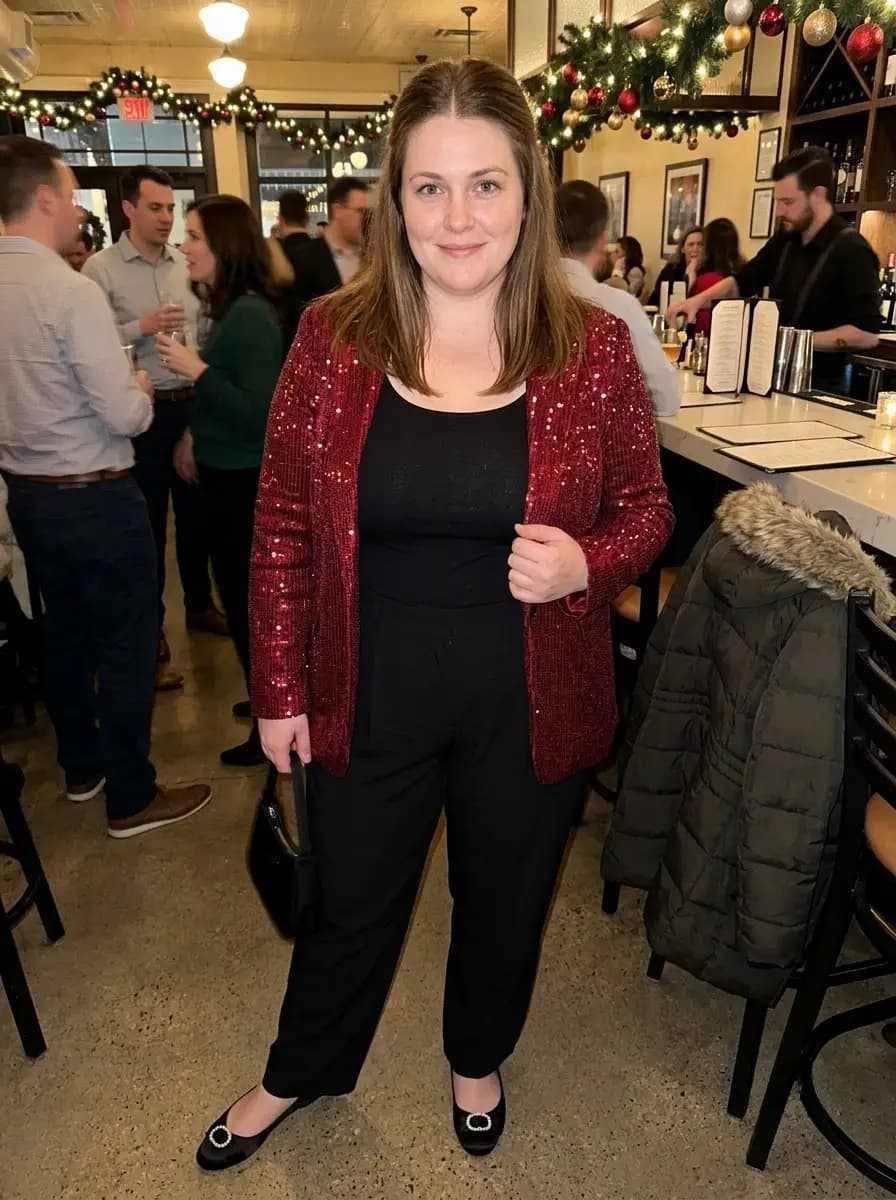Red Sequin Blazer with Black Base