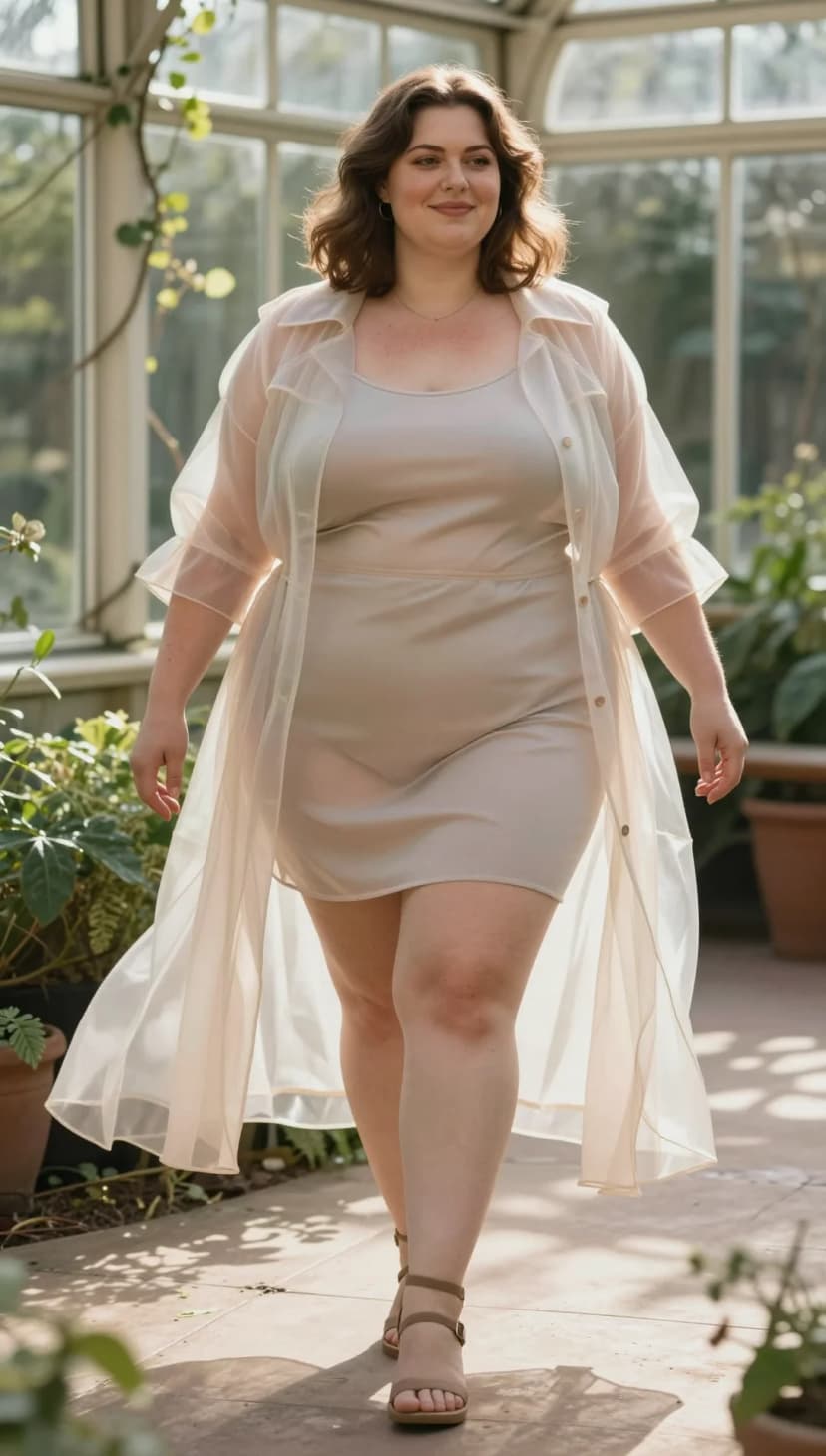 Champagne Satin Slip Dress + Cream Organza Duster + Taupe Strappy Sandals