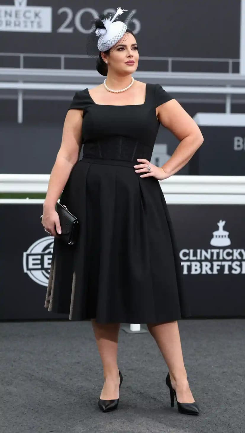 Black Ponte Fit-and-Flare Dress