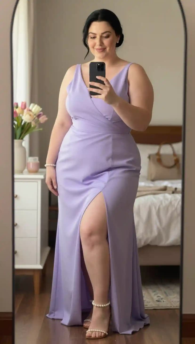 Lavender Satin Wrap Maxi Dress