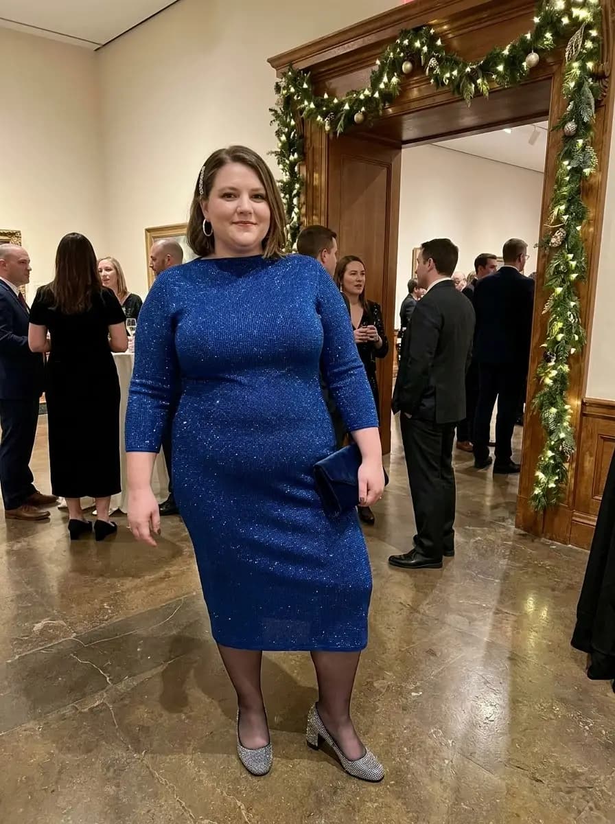 Blue Sparkle Knit Dress