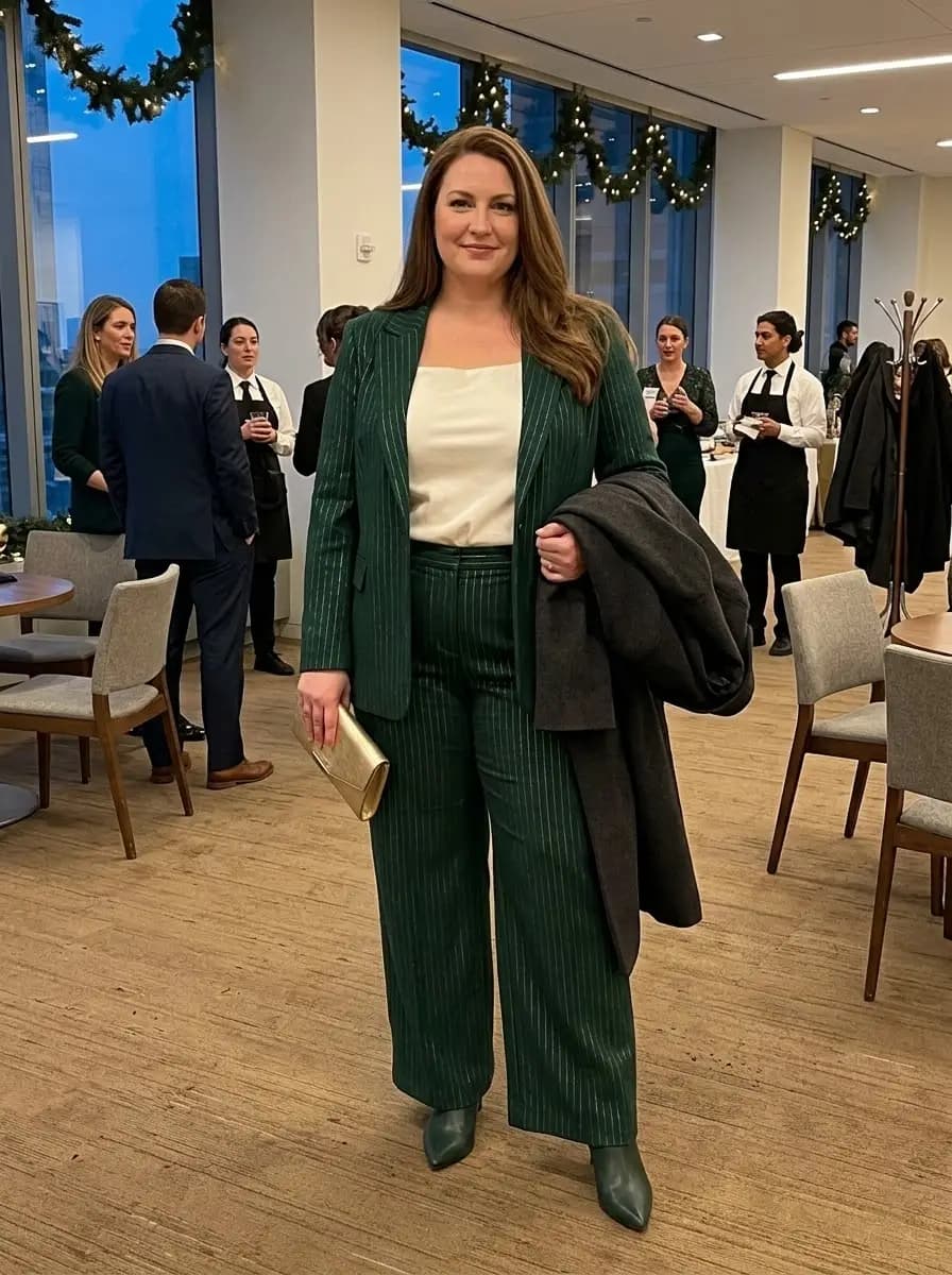 Green Pinstripe Blazer and Pants