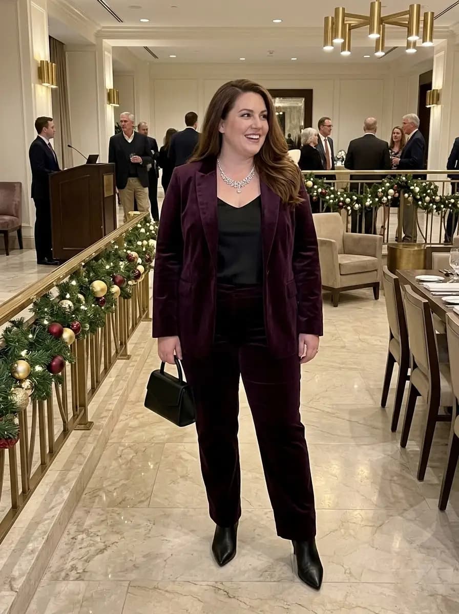 Burgundy Velvet Pantsuit
