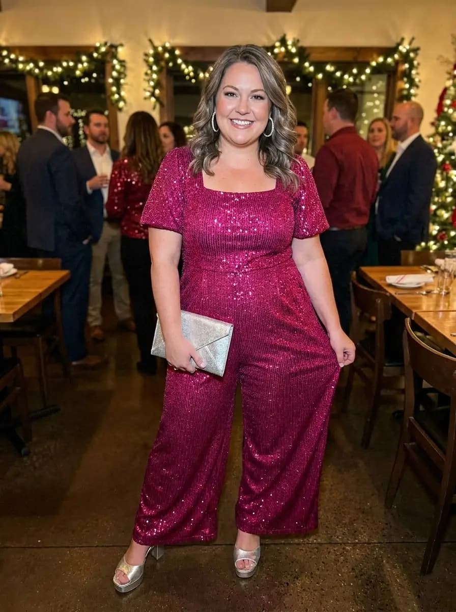Pink Sequin Jumpsuit
