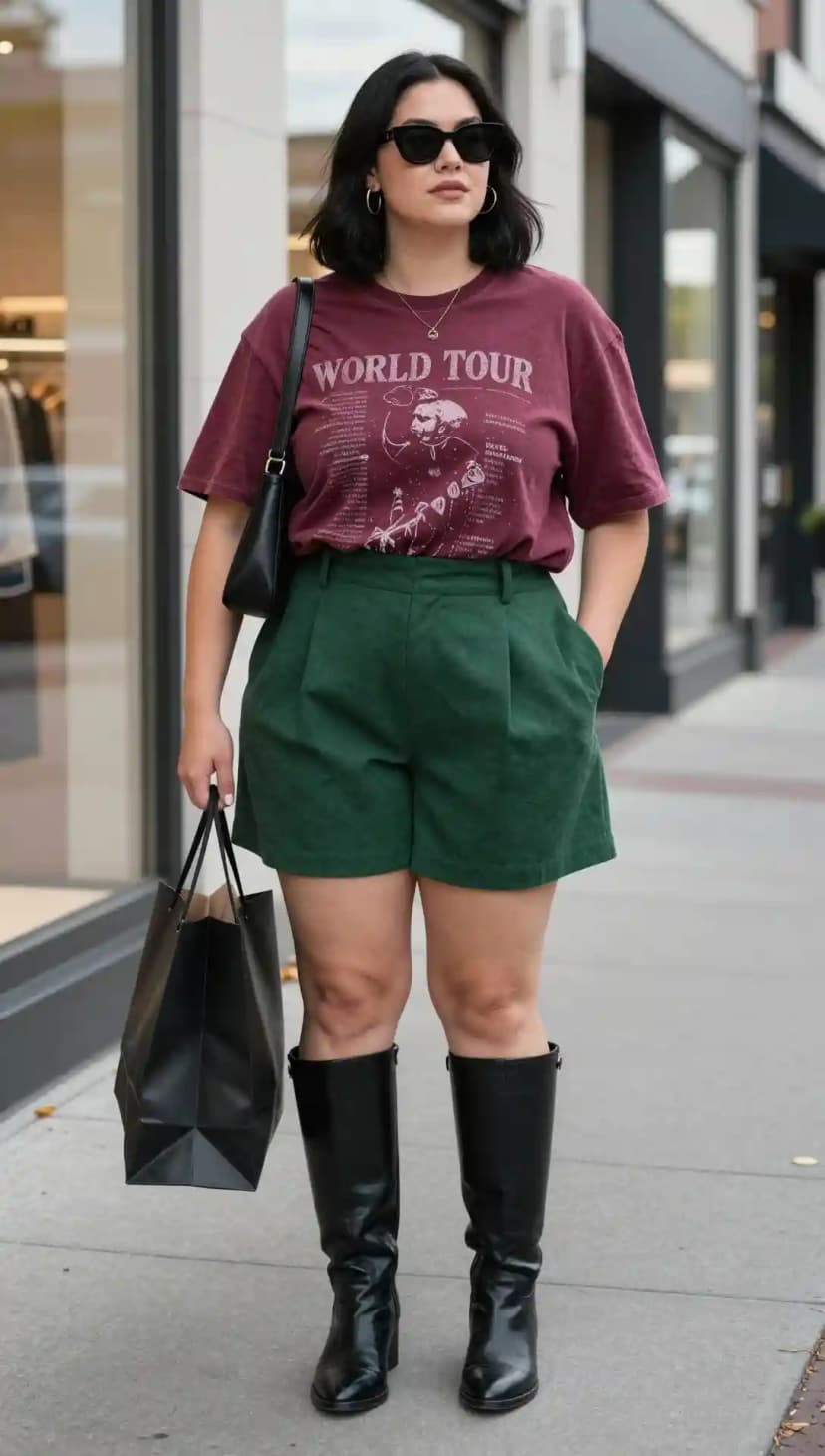 Oversized Graphic Tee Outfits for Plus Size Women