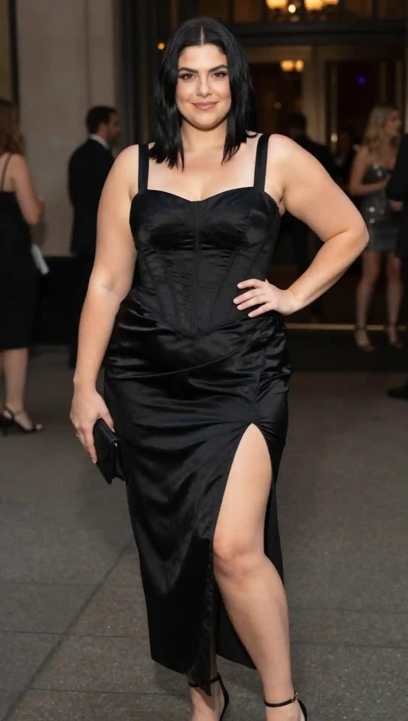 Black Satin Corset Dress