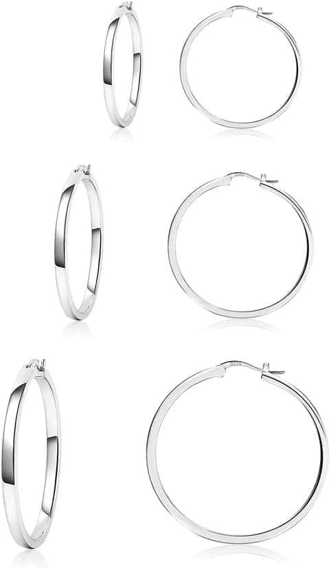 Silver sterling-hoop earrings β 20/30/40 mm set