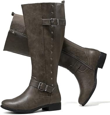 Gray extra-wide-calf knee-high boots — sizes 7–13 X-Wide