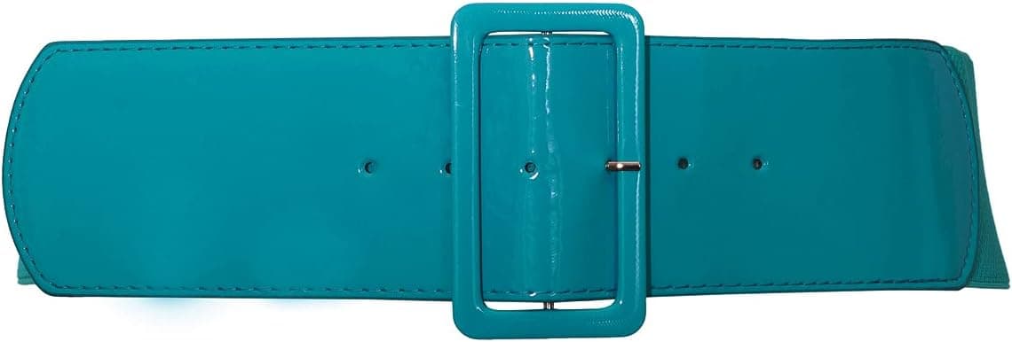 Teal wide patent waist belt — plus size