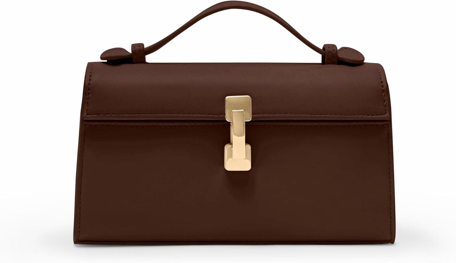 Dark-brown structured top-handle clutch β Color Choc