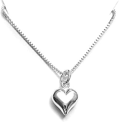 Tiny delicate sterling-silver heart pendant necklace