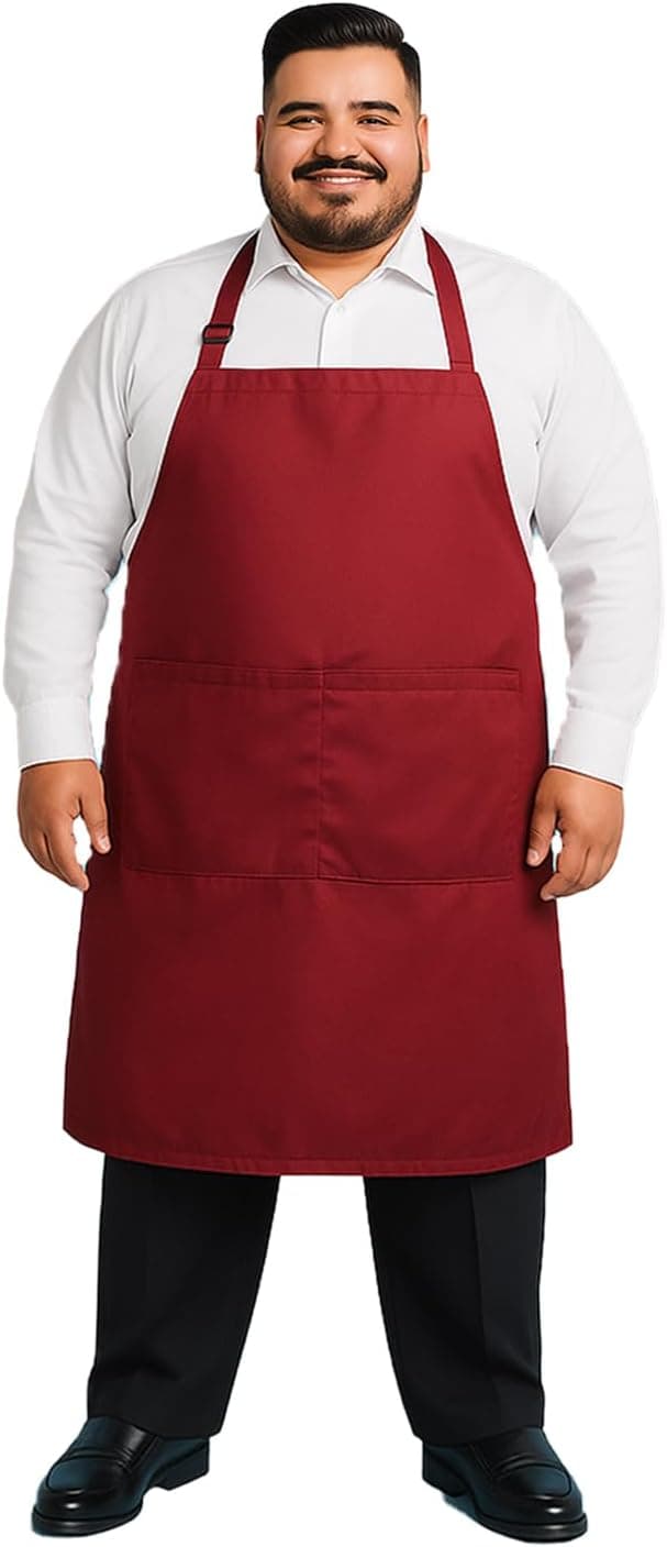 Burgundy plus-size utility apron — up to 4X