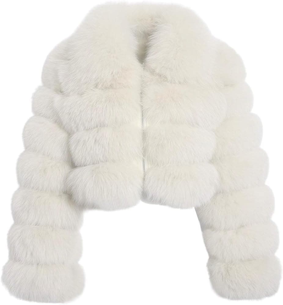 White/cream cropped faux-fur jacket β closest cream layer, sizes XSβXXL