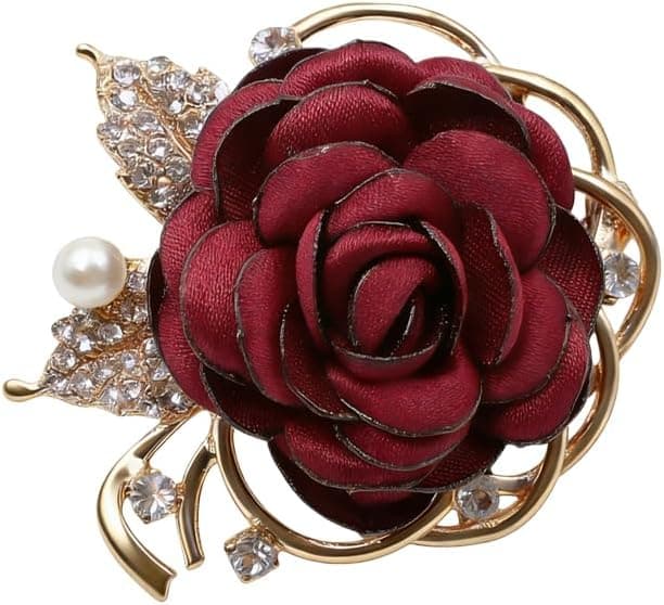Burgundy fabric rose brooch — closest blush match