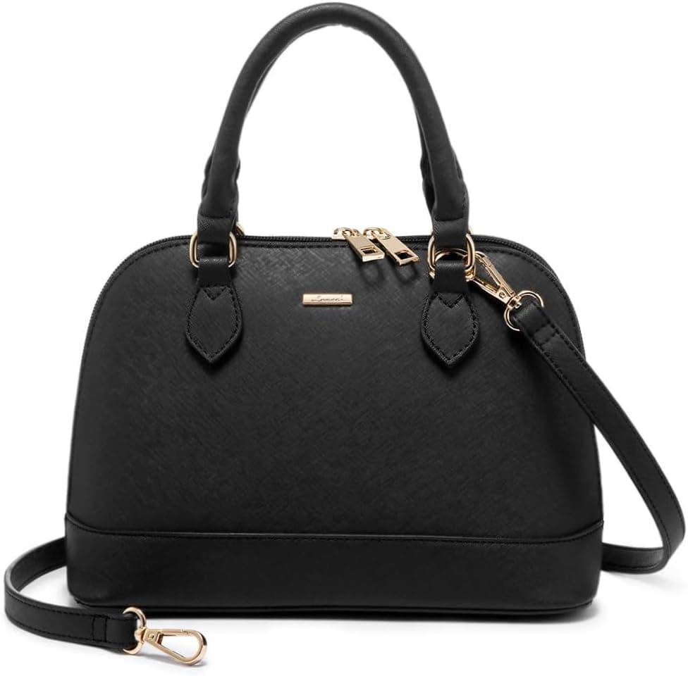 Black structured dome satchel handbag