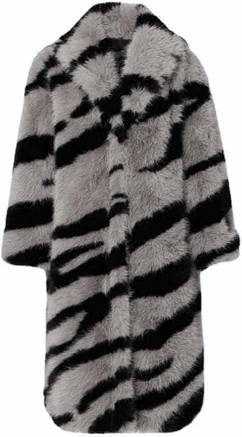 Black/white zebra faux-fur jacket β 2XL; closest plus-size zebra layer, longer than the source crop
