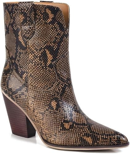 Brown snakeskin pointed ankle boots β sizes 5β13
