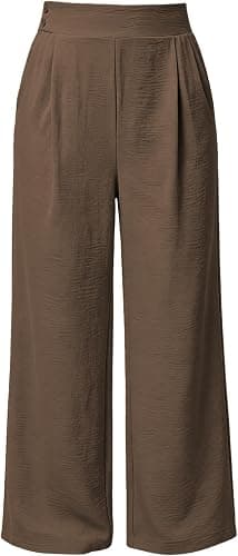 Brown pleated wide-leg trousers — sizes 1X–5X
