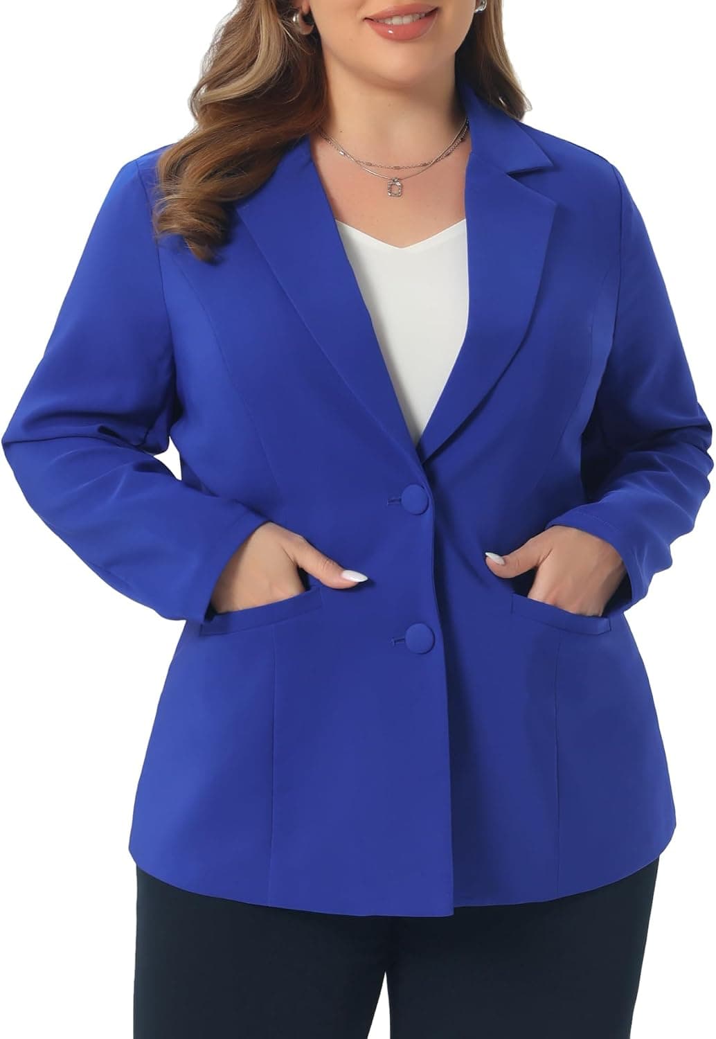 Royal-blue plus-size blazer — 1X–5X