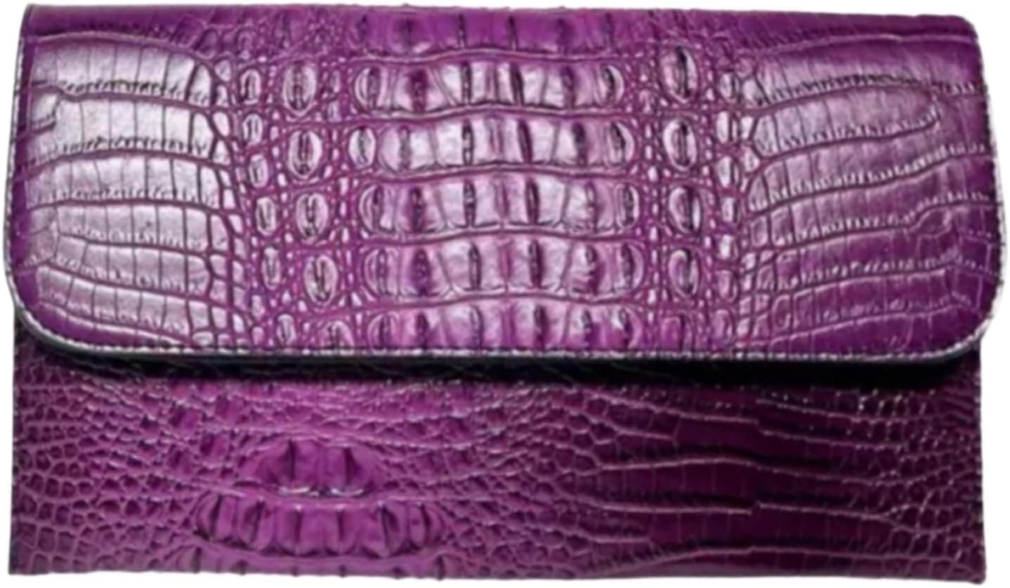 Purple vegan-leather crocodile envelope clutch β B-purple