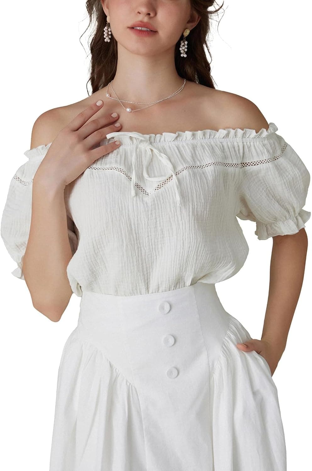 Ivory Renaissance peasant blouse — through XXL