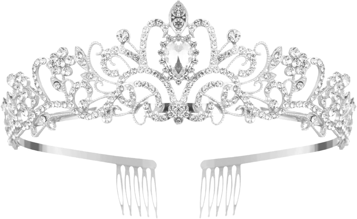 Silver crystal tiara crown