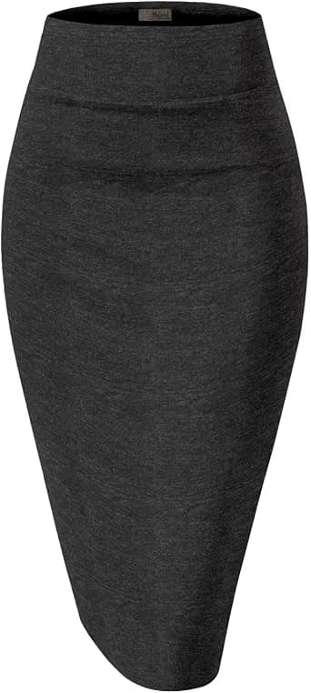Charcoal-gray pencil skirt with side slit — sizes 1X–3X