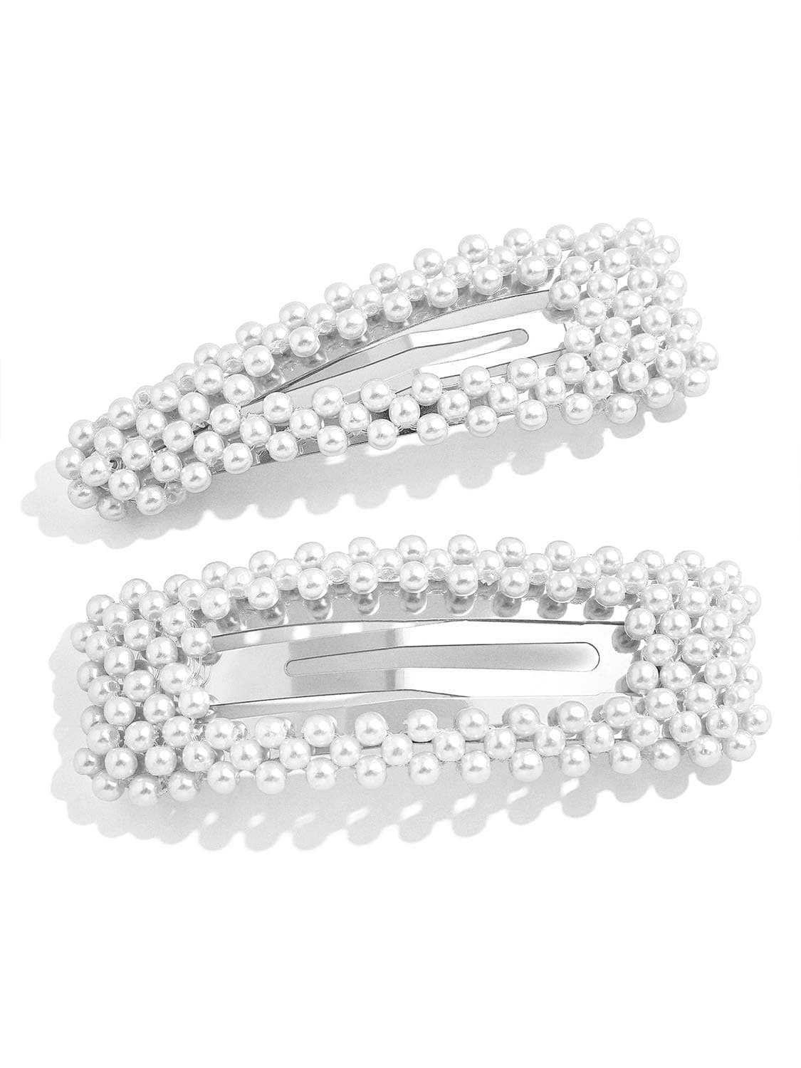 Silver pearl hair clips — 2-pack