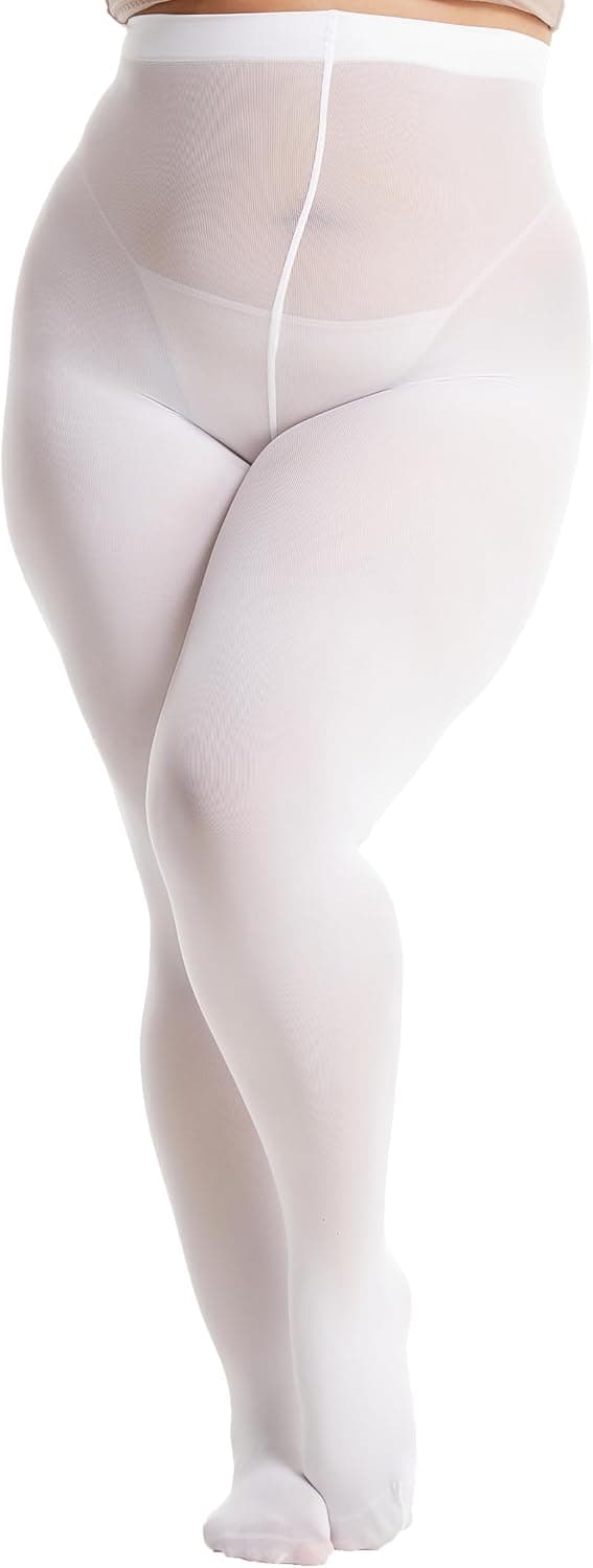 White plus-size tights — 2X–5X