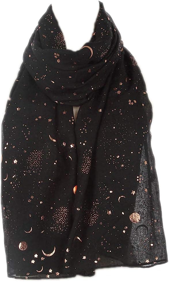 Black star-and-moon scarf