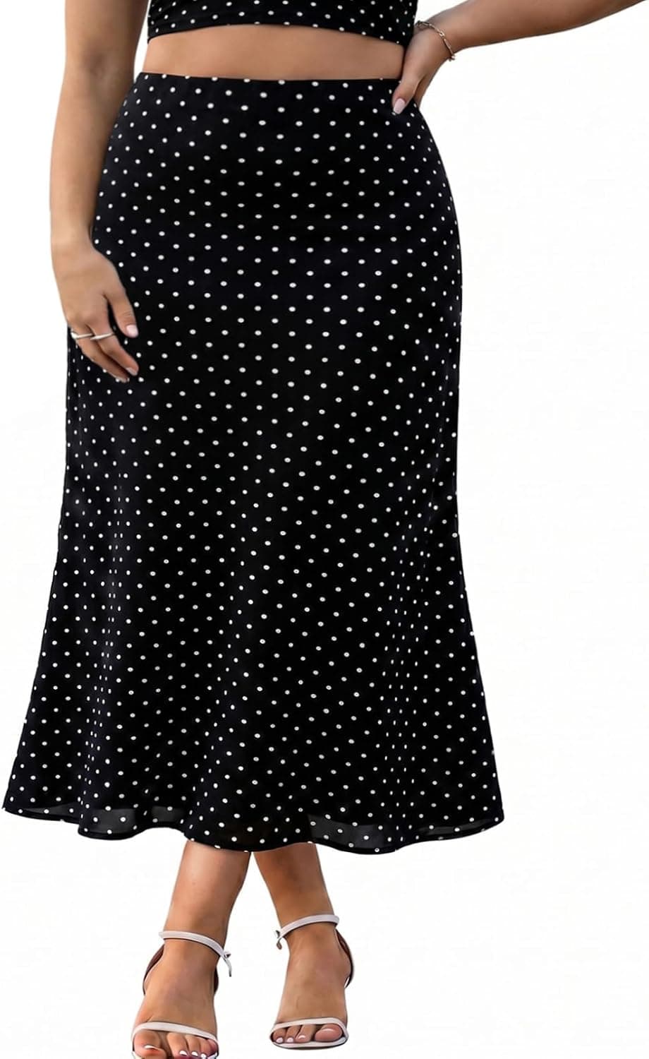 Black plus-size polka-dot mesh skirt β sizes 1Xβ5X