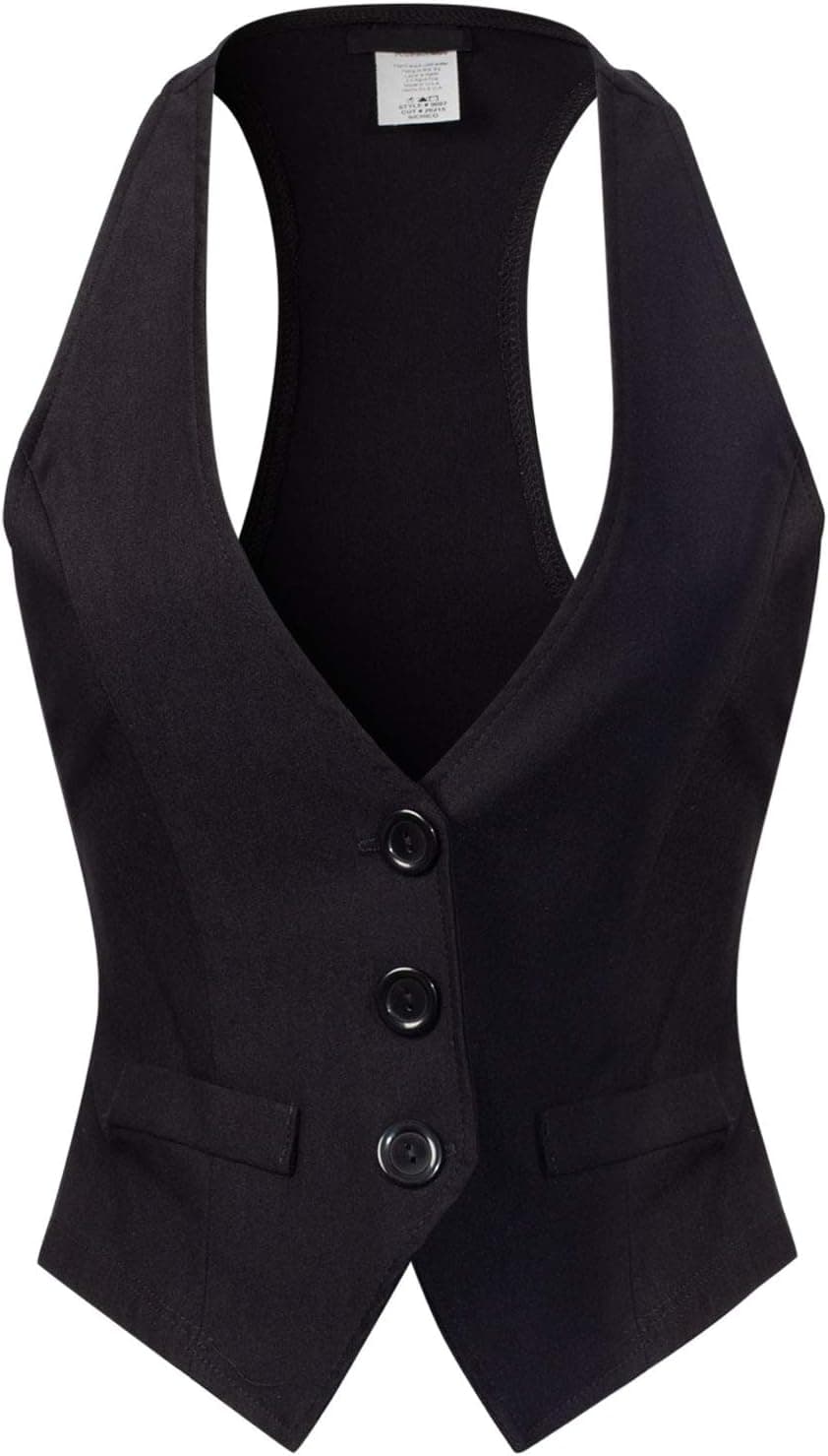 Black plus-size tuxedo vest — up to 3X