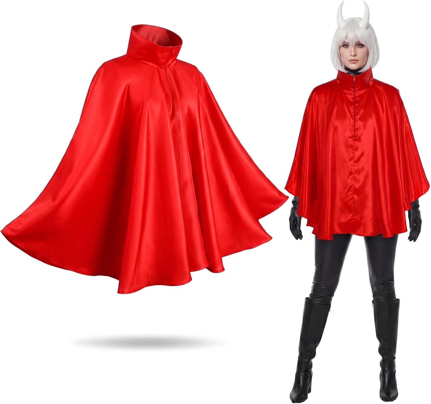Red satin cape — closest rust-red match