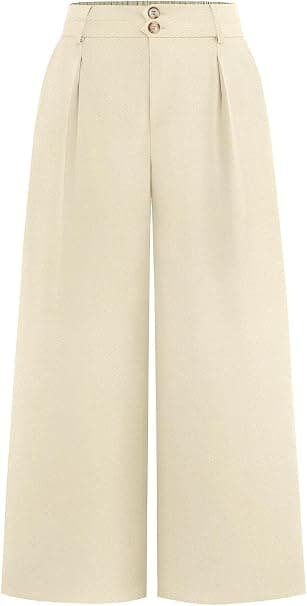 Beige pleated wide-leg trousers — sizes 1X–5X