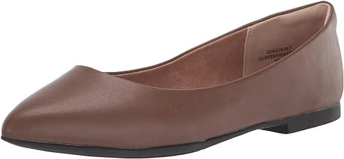 Chocolate pointed-toe flats — regular and wide widths