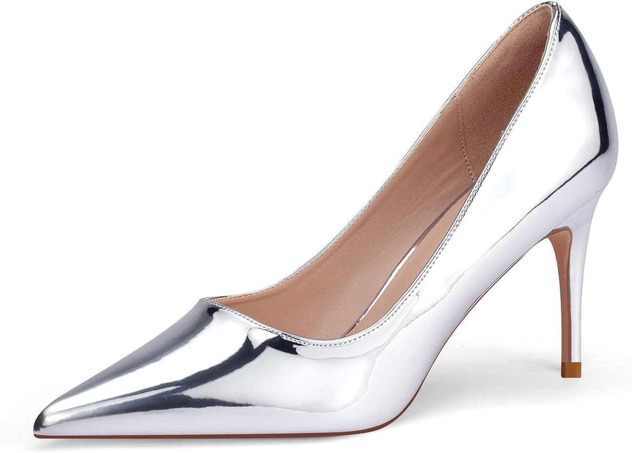 Metallic-silver pointed-toe pumps β sizes 6β11