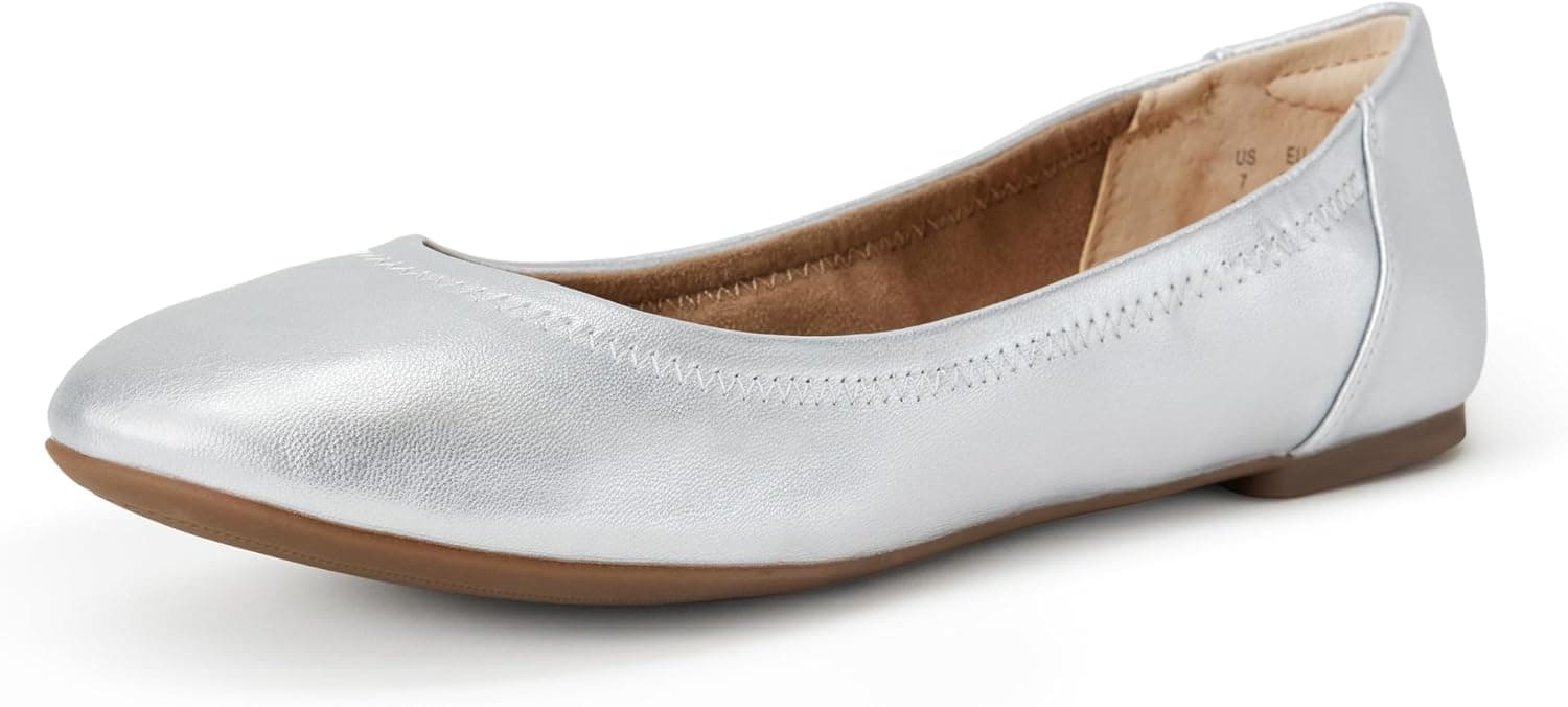 Silver ballet flats — wide sizes 5–15