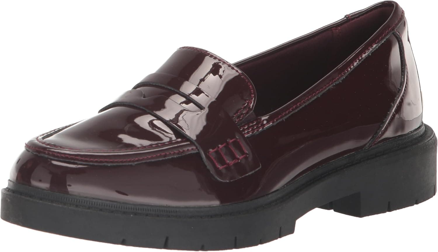 Burgundy patent loafers — wide sizes