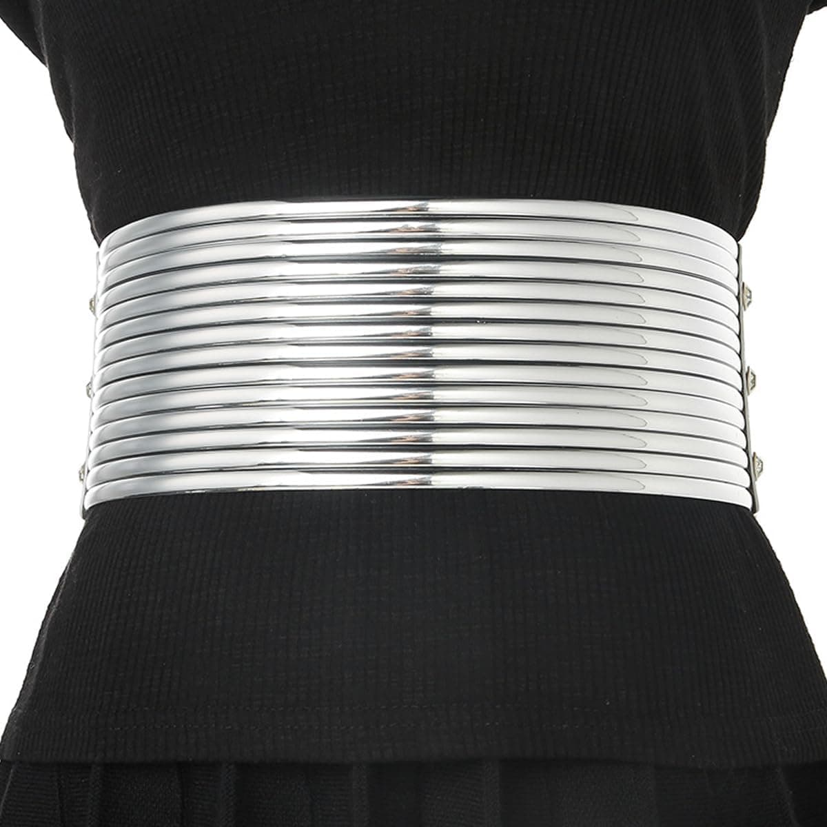 Silver rhinestone belt — waist up to 50 in