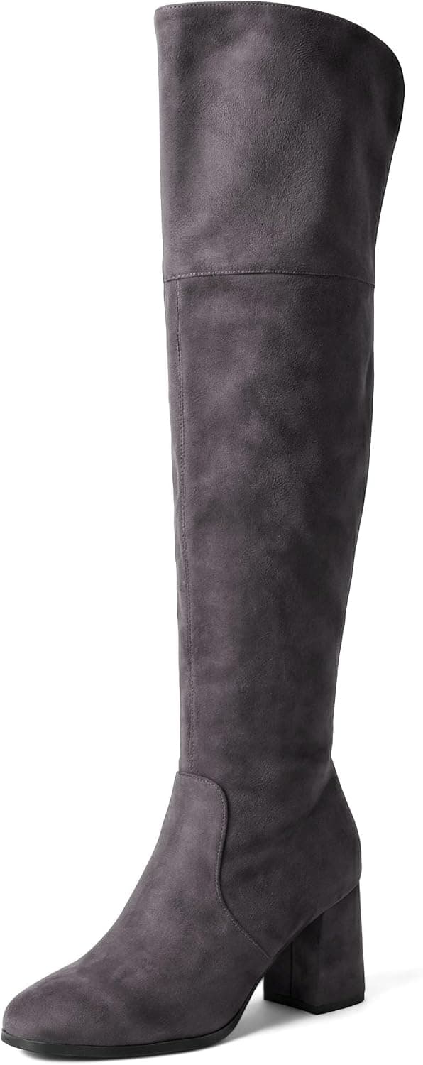 Gray vegan-suede over-the-knee boots β sizes 6.5β11; closest source-color match, standard calf